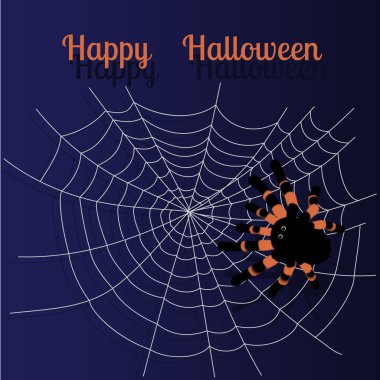 Cadılar Bayramı tebrik kartı ile örümcek siluet