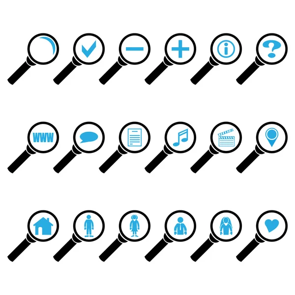 Search icon set  with clear glass — Stock Vector