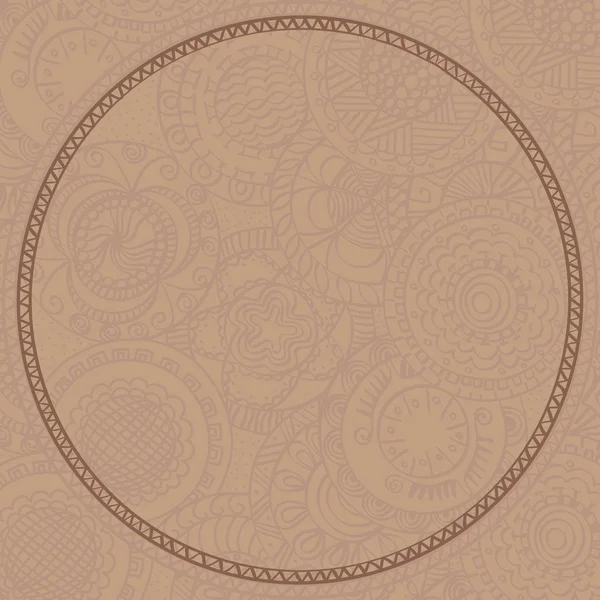 手绘装饰，棕色圆卡 — 图库矢量图片