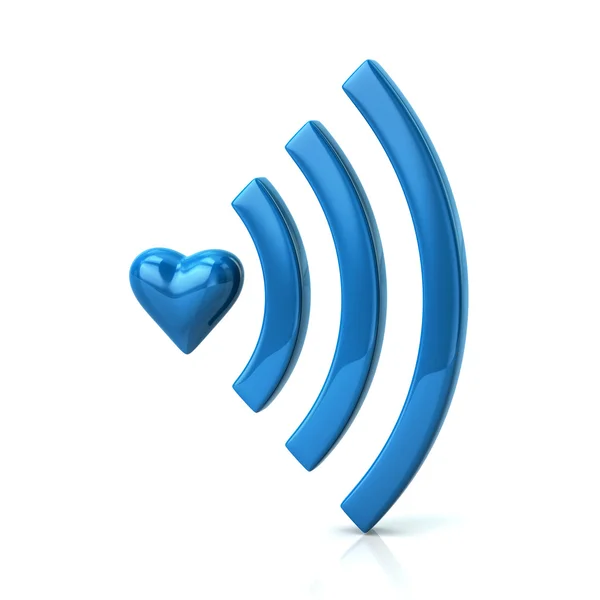 青いハートと wifi のアイコン — ストック写真