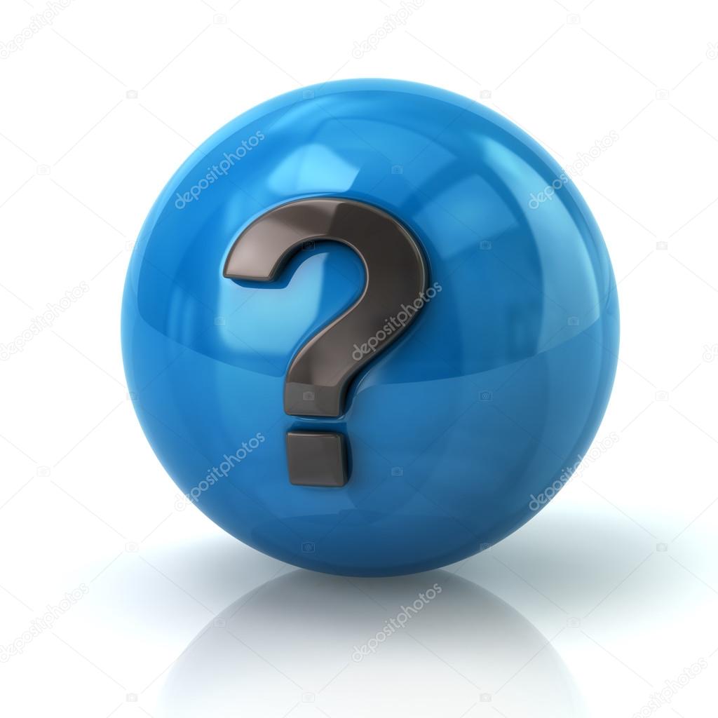 Blue ball with question mark