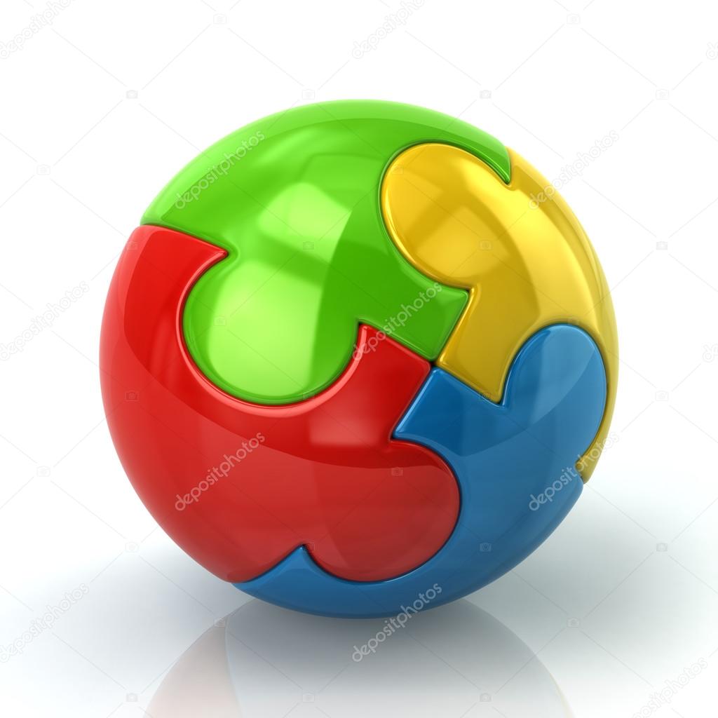 Colorful ball with puzzle pieces