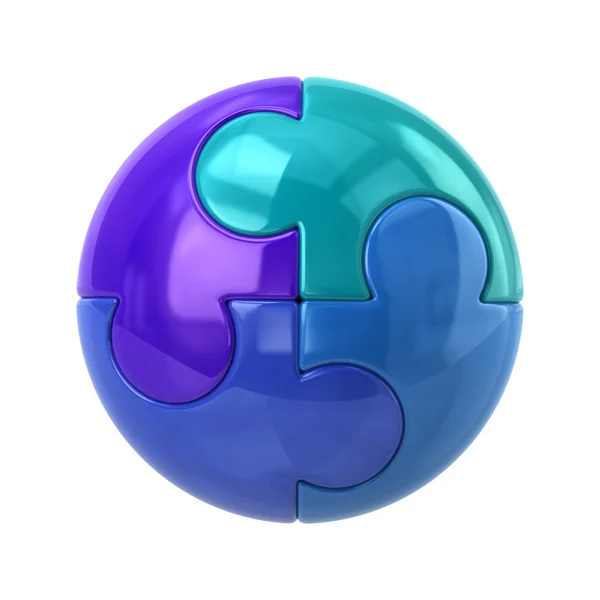 Blue spherical puzzle icon — Stock Photo, Image