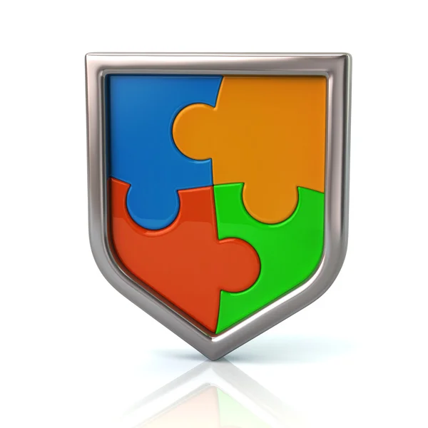 Puzzle shield with colorful pieces — Stock Photo, Image