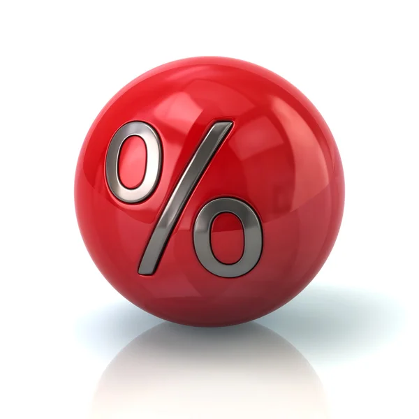 Red sphere with percent symbol — Stock Photo, Image