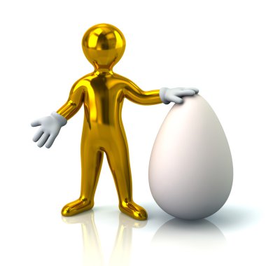 Beyaz yumurta ile altın adam