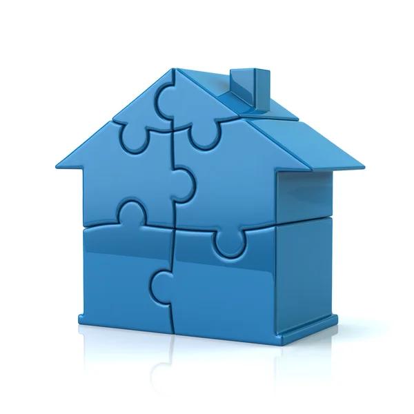 Blue puzzle house symbol — Stock Photo, Image