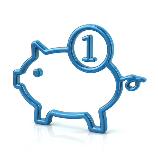 Blauwe spaarvarken pictogram — Stockfoto