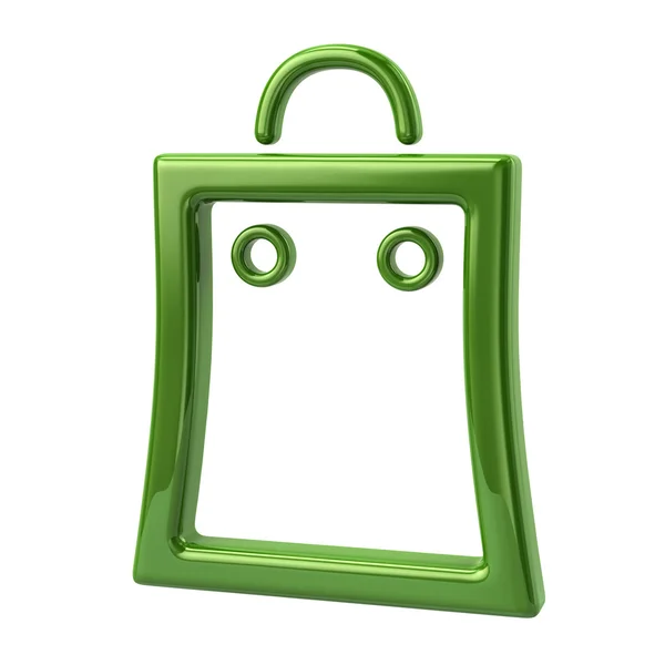 Green shopping bag icon — Stock Photo, Image