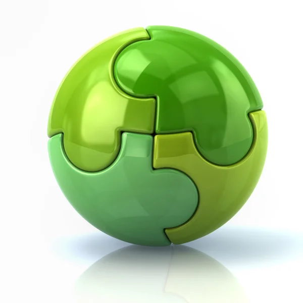 Green spherical puzzle globe — Stock Photo, Image