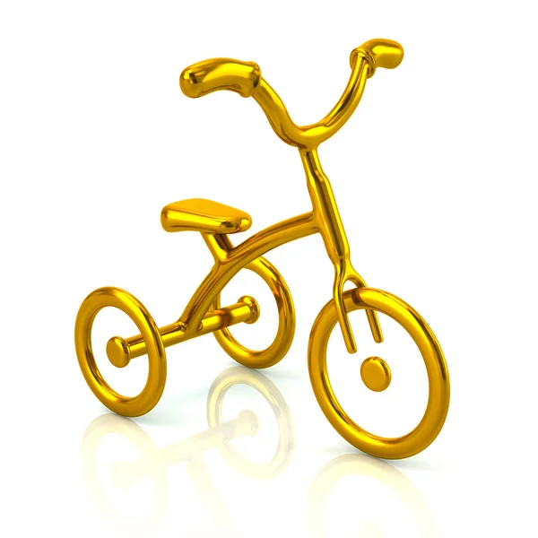 Ícone de triciclo dourado — Fotografia de Stock
