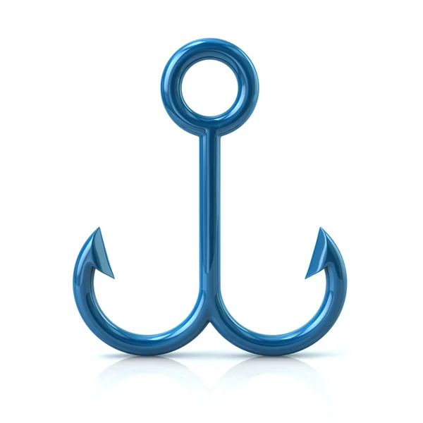 Double blue fish hook icon — Stock Photo, Image