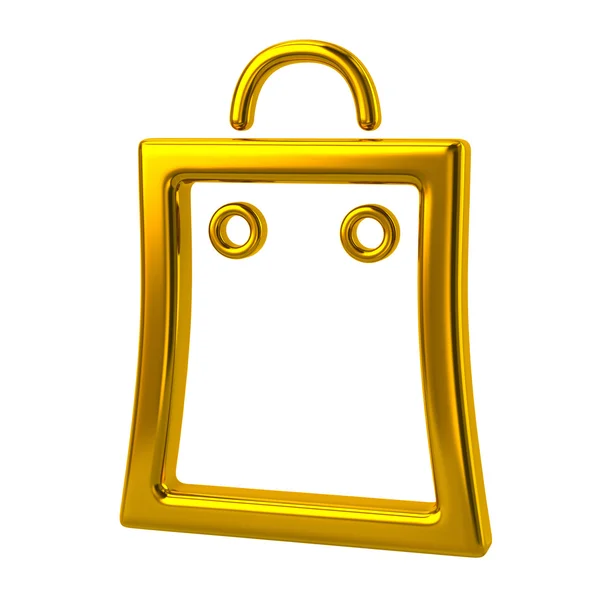 Golden shopping bag icon — Stock Photo, Image