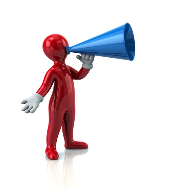 Red man with a megaphone — Stock Photo, Image