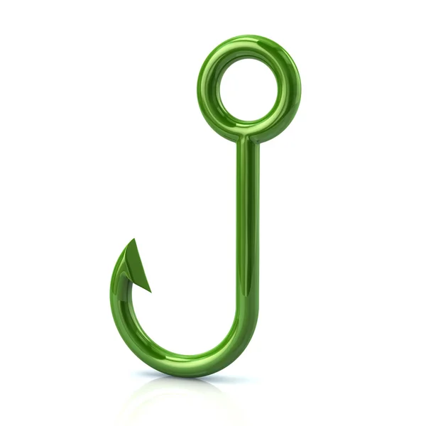 Barbed green fish hook icon — Stock Photo, Image