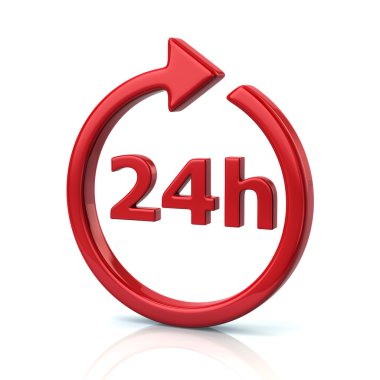 Kırmızı açık 24 Saat simgesi