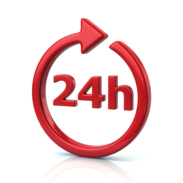 Kırmızı açık 24 Saat simgesi