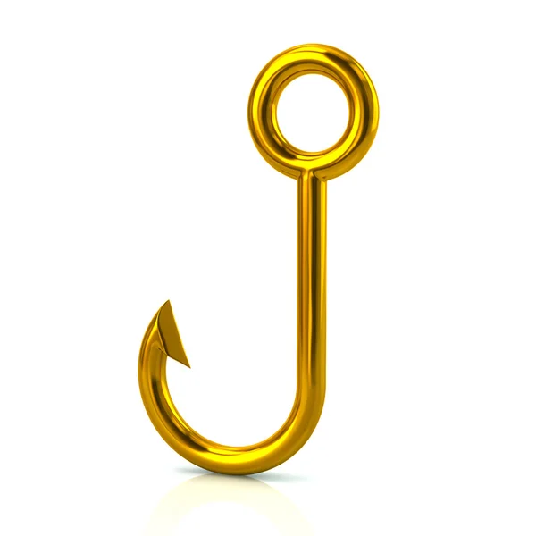 Barbed golden fish hook icon — Stock Photo, Image