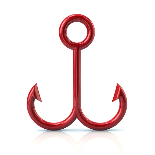 Double red fish hook icon — Stock Photo, Image