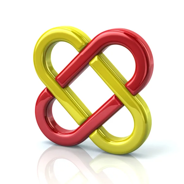 Gelb und rot endlose Knoten Symbol — Stockfoto