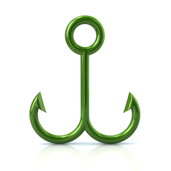 Double green fish hook icon — Stock Photo, Image