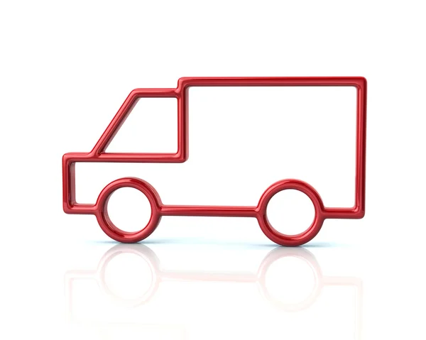 Rode vrachtwagen auto pictogram — Stockfoto