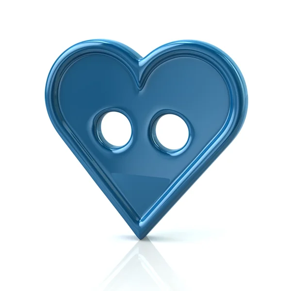 Bouton bleu en forme de coeur — Photo