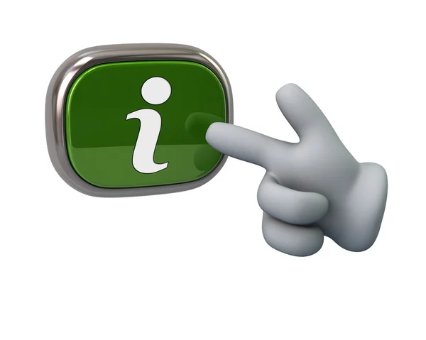 Hand pressing green info button — Stock Photo, Image