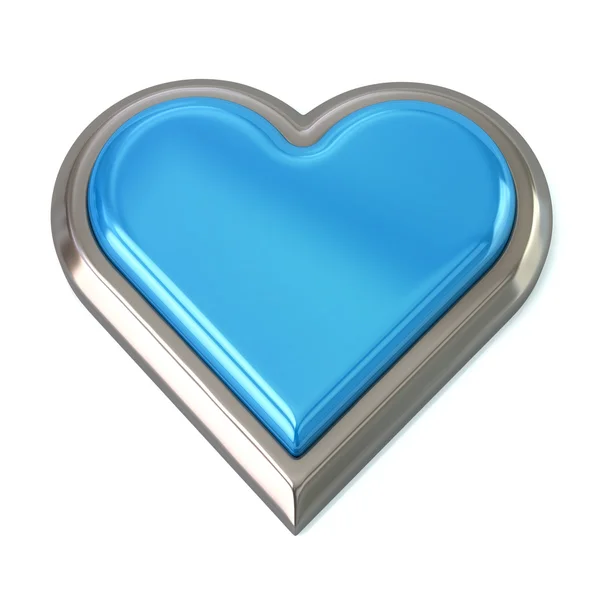 Botón corazón azul —  Fotos de Stock