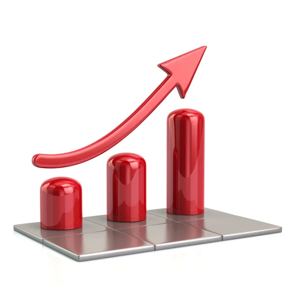 Red growing graph icon — Stock Photo, Image