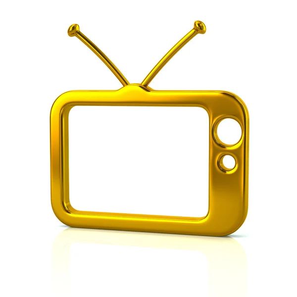 Χρυσή τηλεόραση εικονίδιο — Φωτογραφία Αρχείου