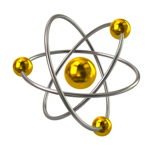 Икона молекулы золотого атома — стоковое фото