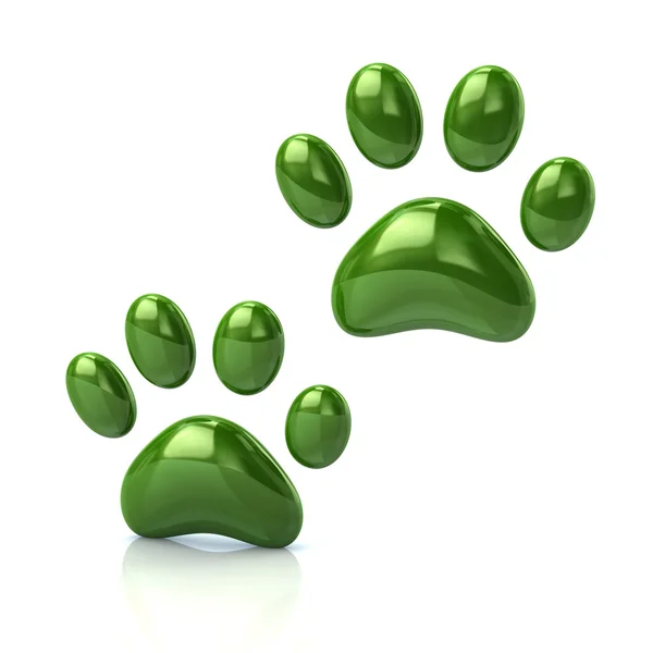 Ícone de duas patas verdes de gato — Fotografia de Stock
