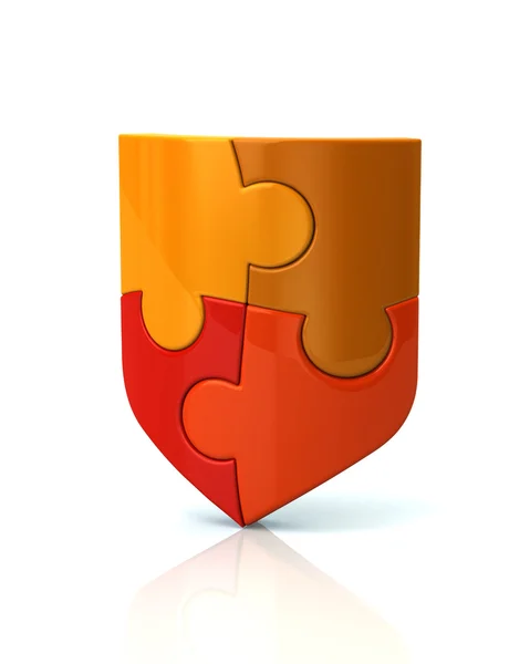 Red puzzle shield icon — Stock Photo, Image