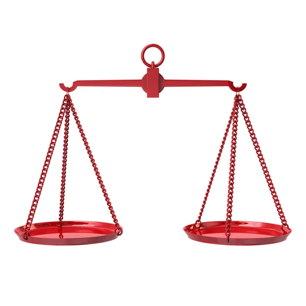Red justice scales symbol — Stock Photo, Image