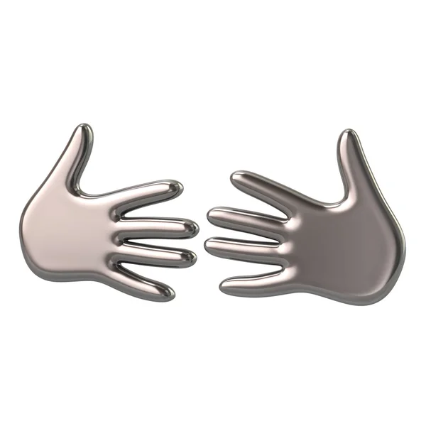 Duas mãos de prata ícone — Fotografia de Stock