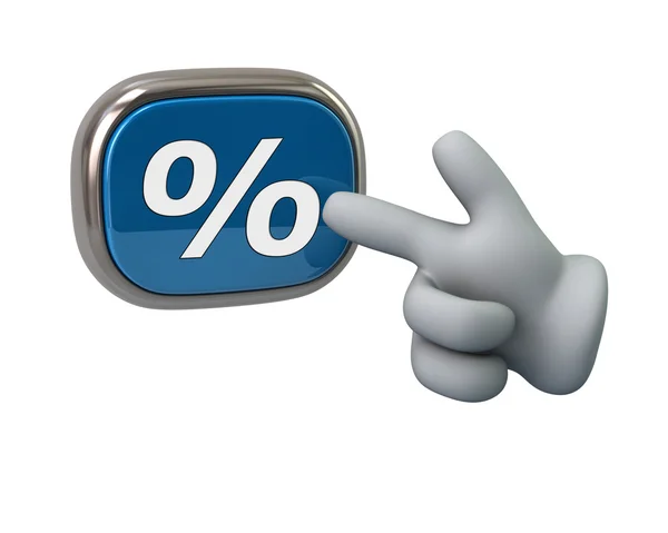 Mão pressionando botão percentual — Fotografia de Stock