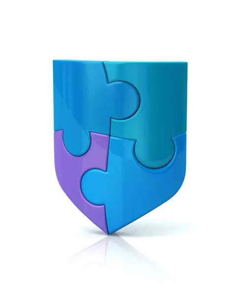 Blue puzzle shield icon — Stock Photo, Image