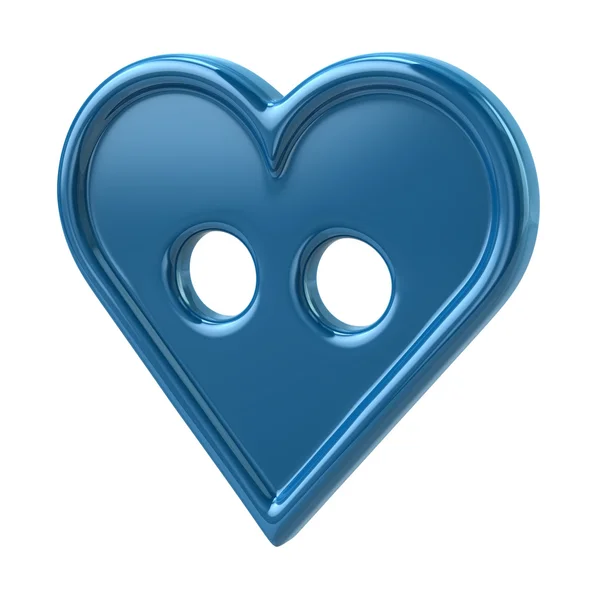 Botón azul en forma de corazón —  Fotos de Stock
