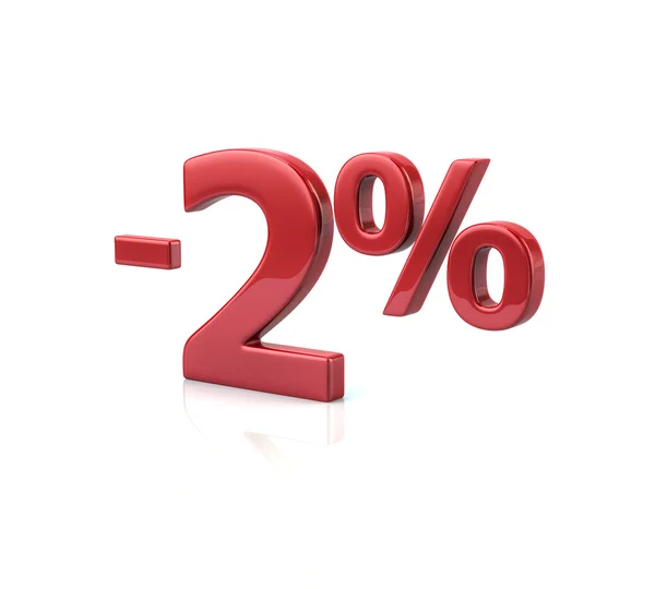 2 procent rabatt i röda bokstäver — Stockfoto