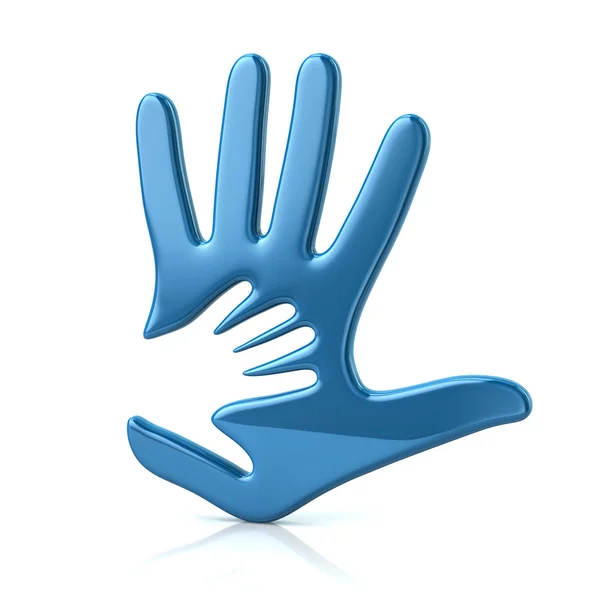 Голубые руки для взрослых и детей — стоковое фото