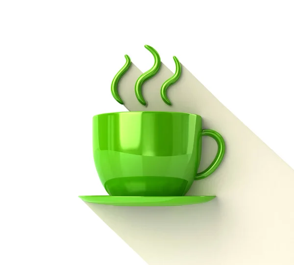 Zielony Filiżanka Kawy Koncepcja Ikona Ilustracja Izolowane Białym Tle — Zdjęcie stockowe
