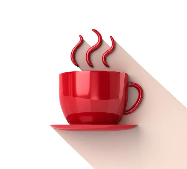 Icono Concepto Taza Café Rojo Ilustración Aislada Sobre Fondo Blanco — Foto de Stock