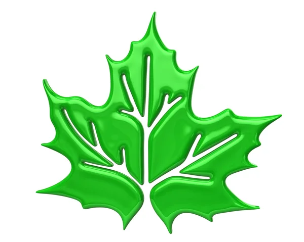 Green maple leaf icon — Stock Photo, Image