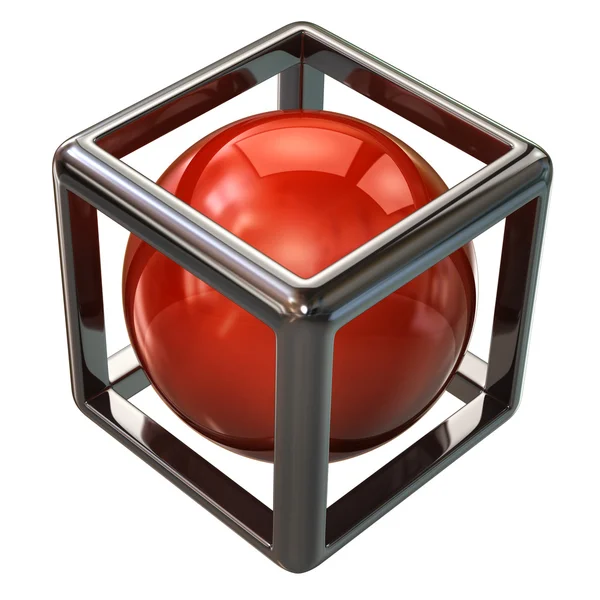 Esfera en cubo de plata abstracto —  Fotos de Stock