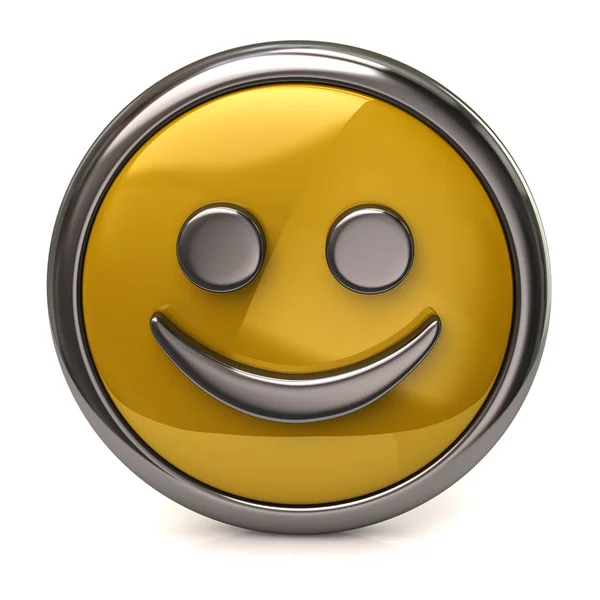 Szczęśliwy żółty przycisk — Zdjęcie stockowe