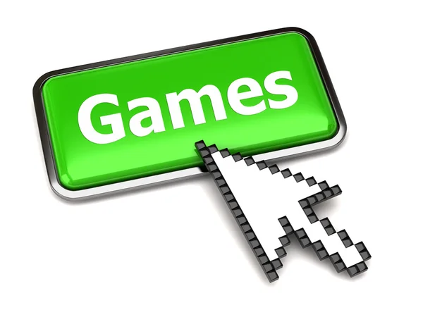 Green games button and arrow cursor — Stock Photo, Image