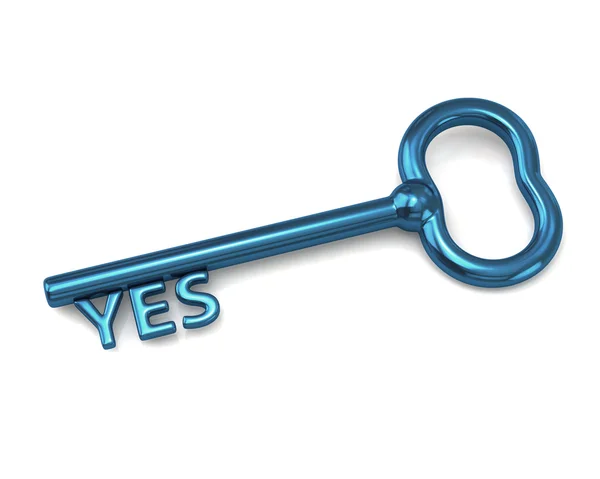 Blue key with word yes — Stock Photo, Image