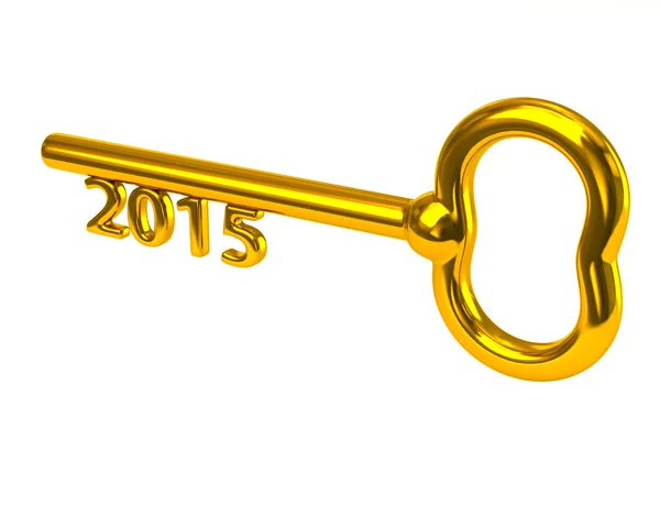 Chave dourada com número 2015 — Fotografia de Stock