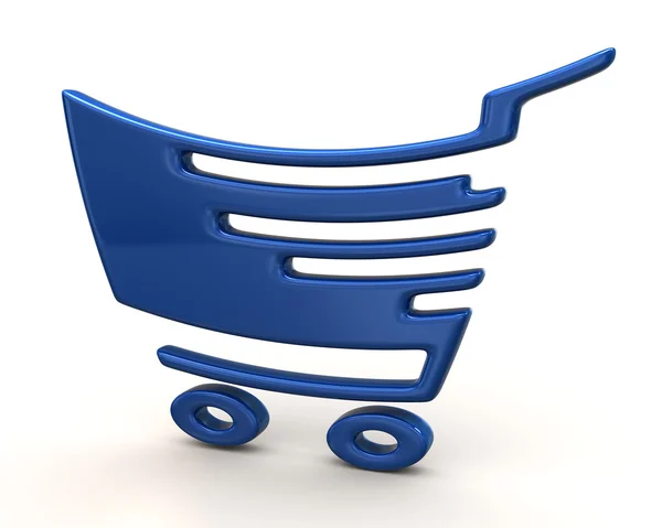 Ícone de carrinho de compras azul — Fotografia de Stock